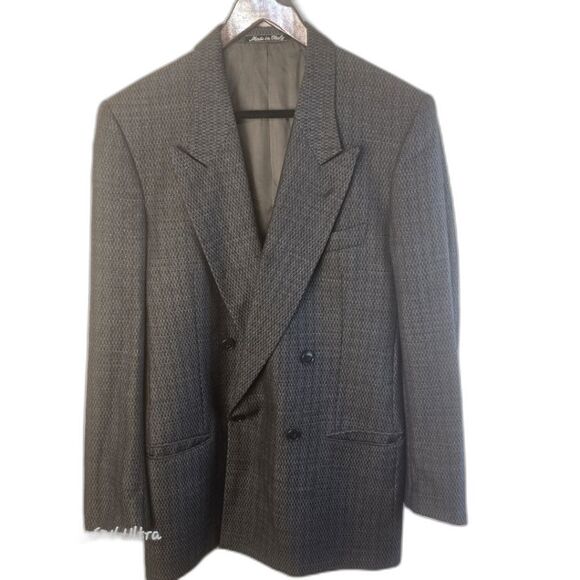 Mani By Giorgio Armani Double Breasted Gray Blazer Jacket - Picture 1 of 13